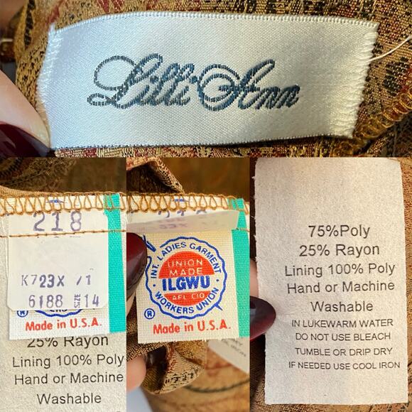 Lilli Ann Vintage Paisley Jacquard Blouse and Matching Scarf size 14 - Picture 5 of 6